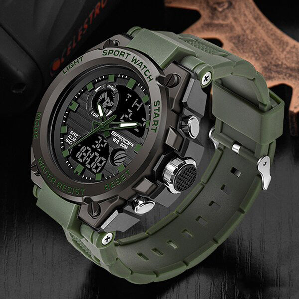 Montre militaire robuste pour homme - Montre analogique-numérique étanche