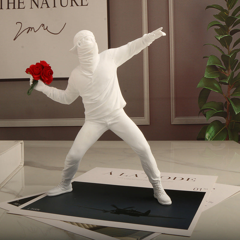 Figurine de fleur rebelle style Banksy