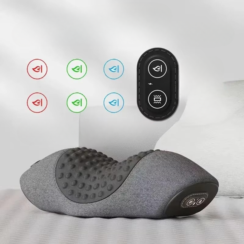 Oreiller de massage chauffant pour la nuque avec thérapie par la chaleur et les vibrations