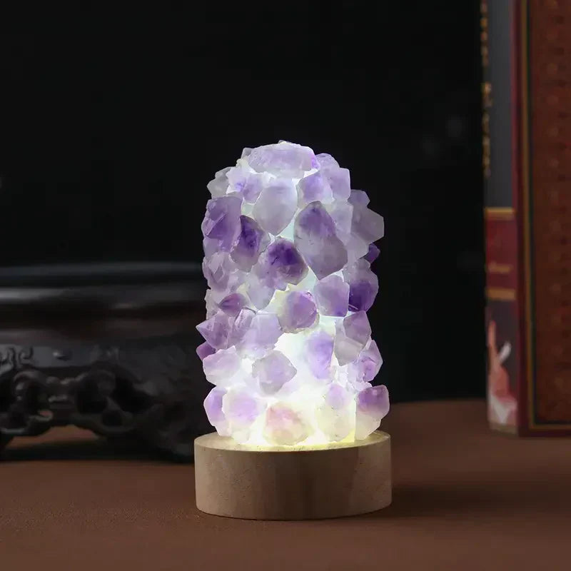 Lampe de table en améthyste violette - Éclairage apaisant pour la maison