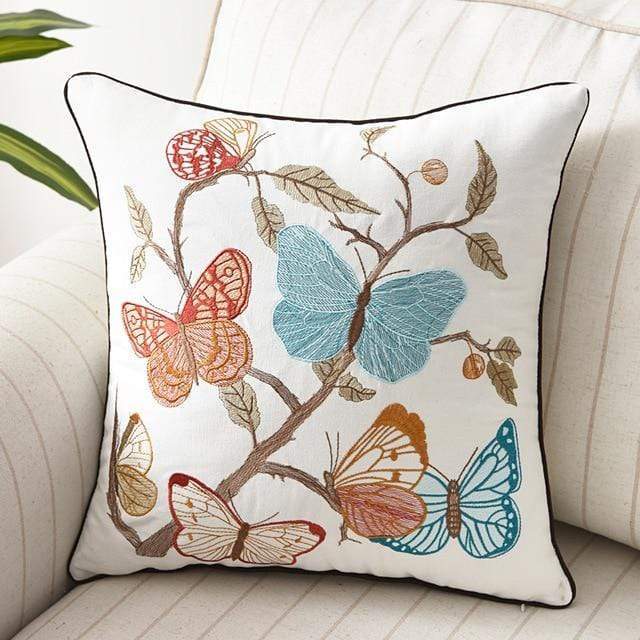 Coussin rustique brodé de style campagnard