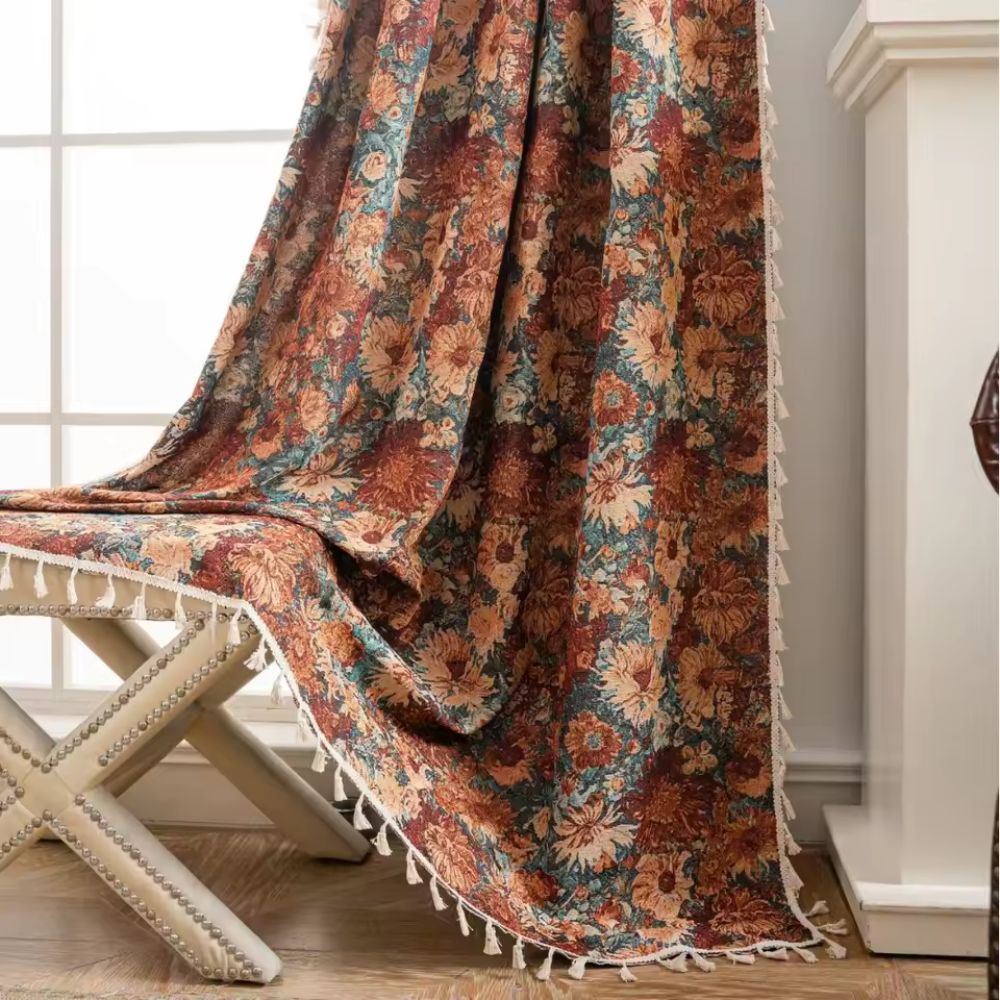 Rideau à motif floral européen classique