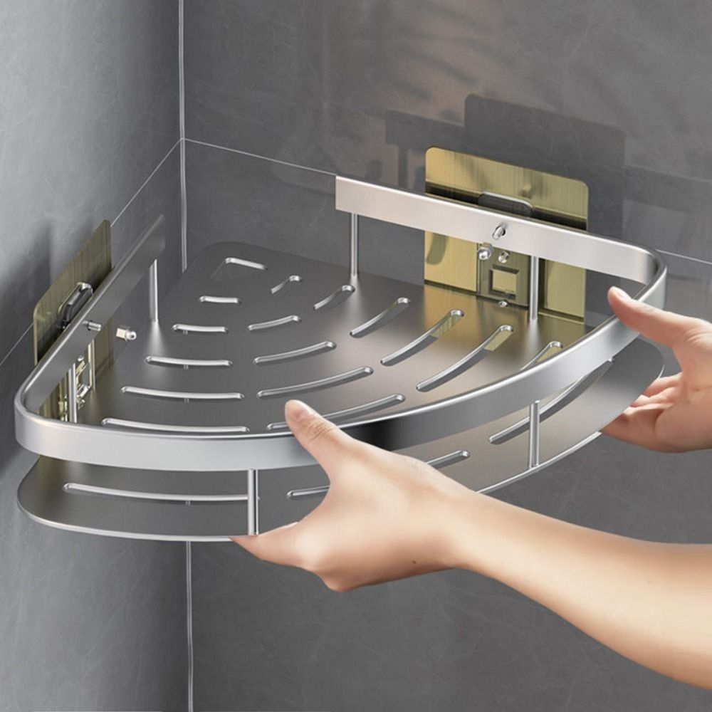Étagère de salle de bain facile à installer - Rangement mural mince en aluminium