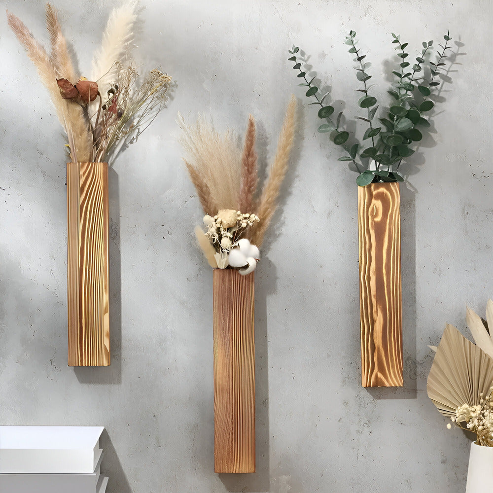 Natural Wood Wall Planter 30cm - Halri