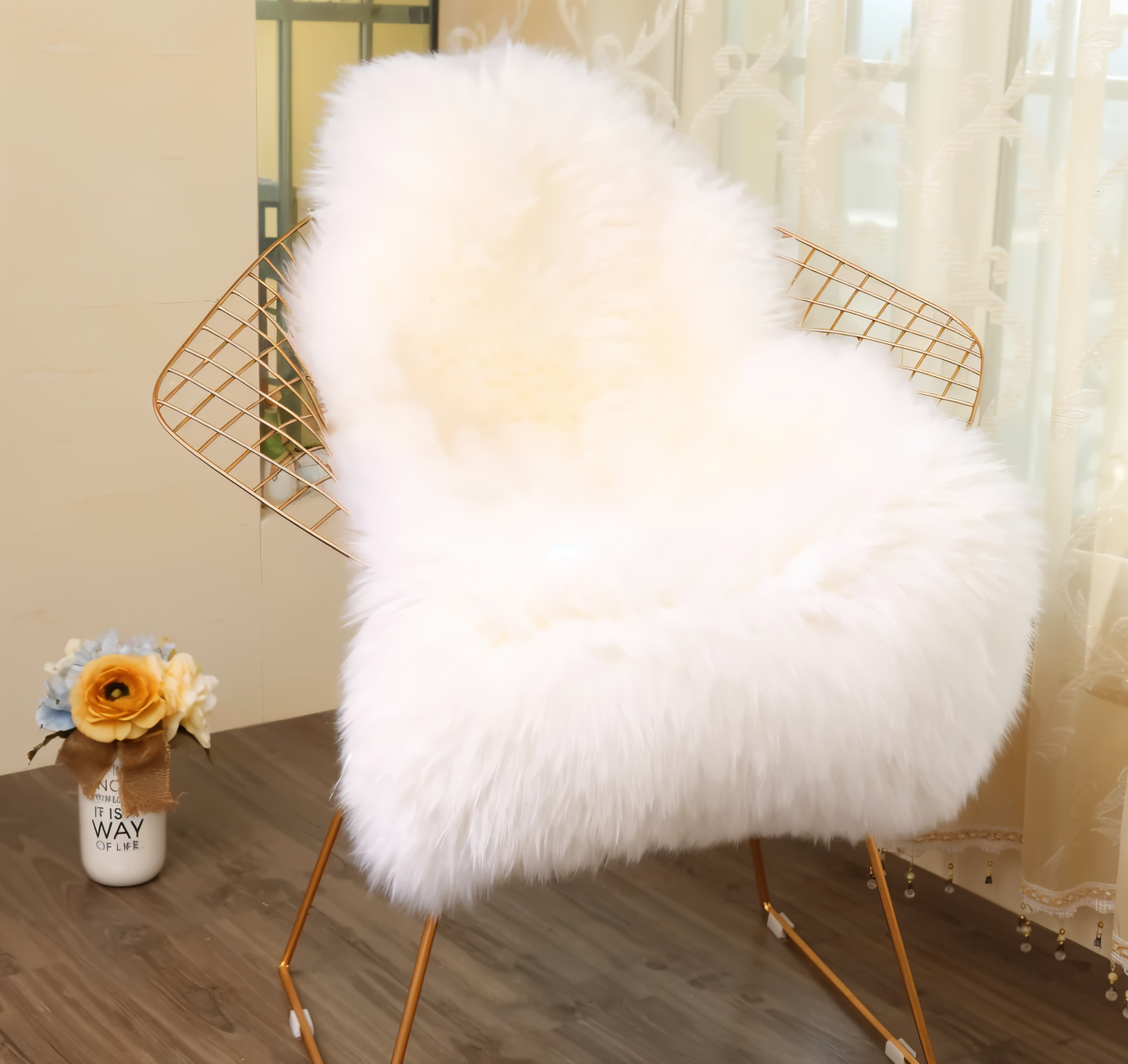 Plush Faux Fur Area Rug – Soft Synthetic Sheepskin Mat - Halri