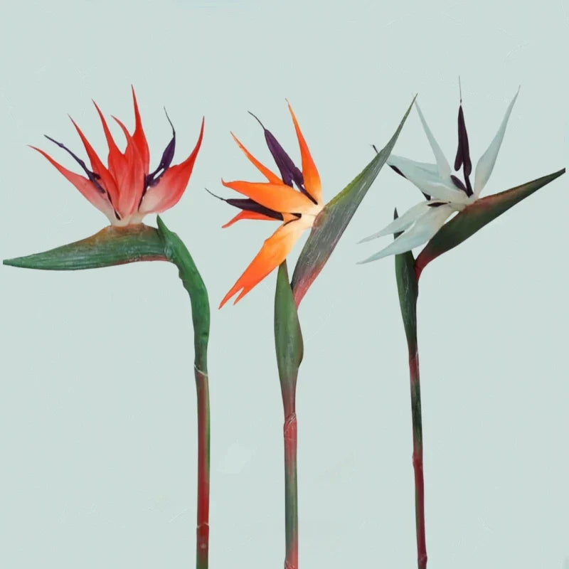 Ensemble décoratif de 3 fleurs artificielles d'oiseau de paradis