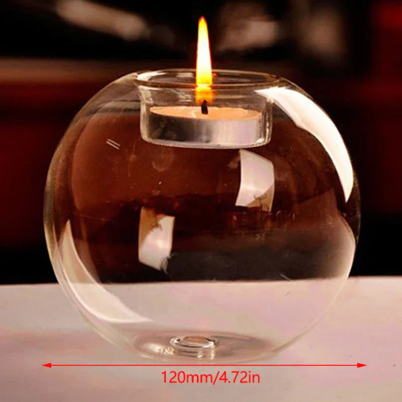 Porte-bougie chauffe-plat rond en verre transparent