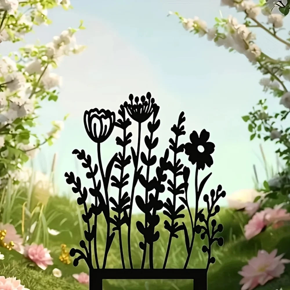 Piquet décoratif rustique en métal pour fleurs de jardin