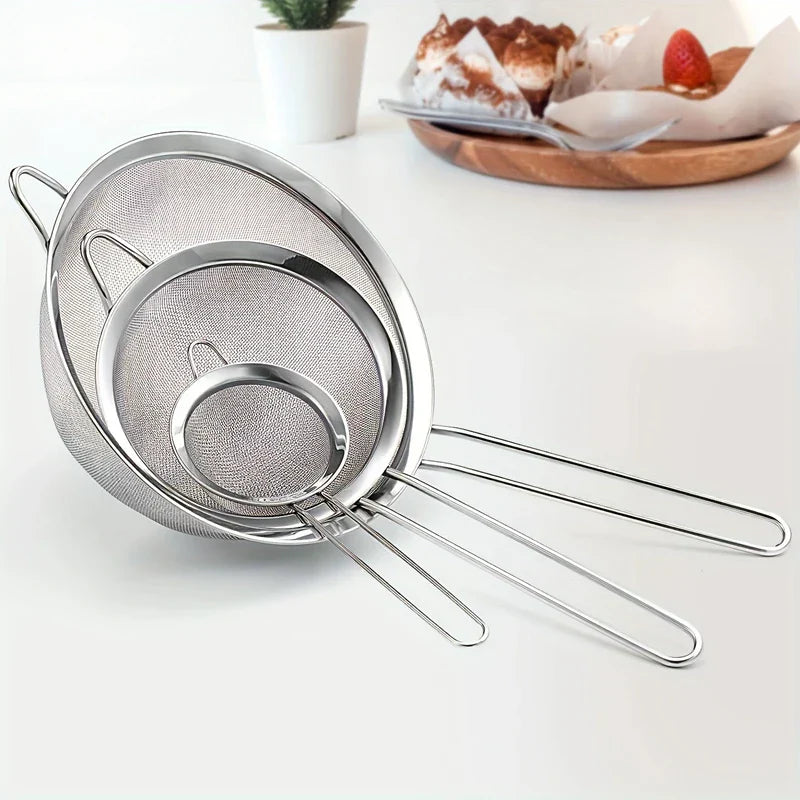 Premium 3-Piece Stainless Steel Mesh Sieve Set - Halri