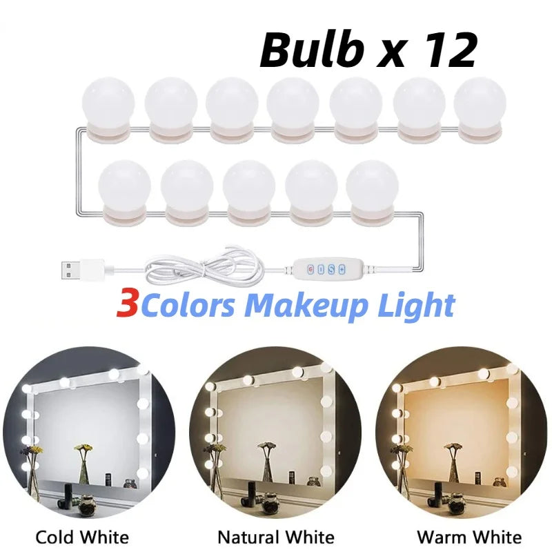 Kit d'éclairage LED professionnel pour maquillage avec 10 lampes à intensité variable