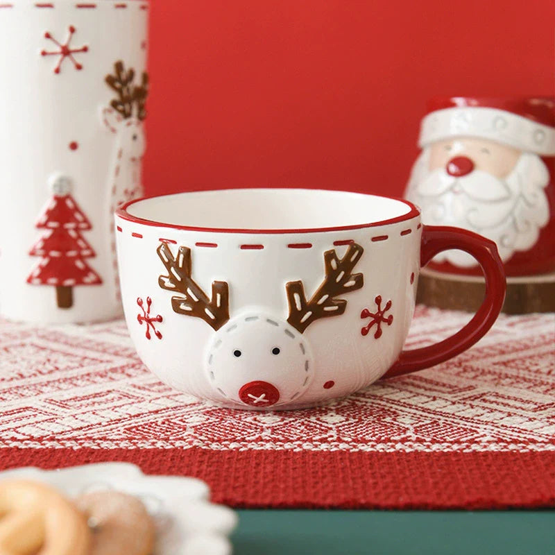 Grande tasse à café réconfortante du Père Noël pour les fêtes