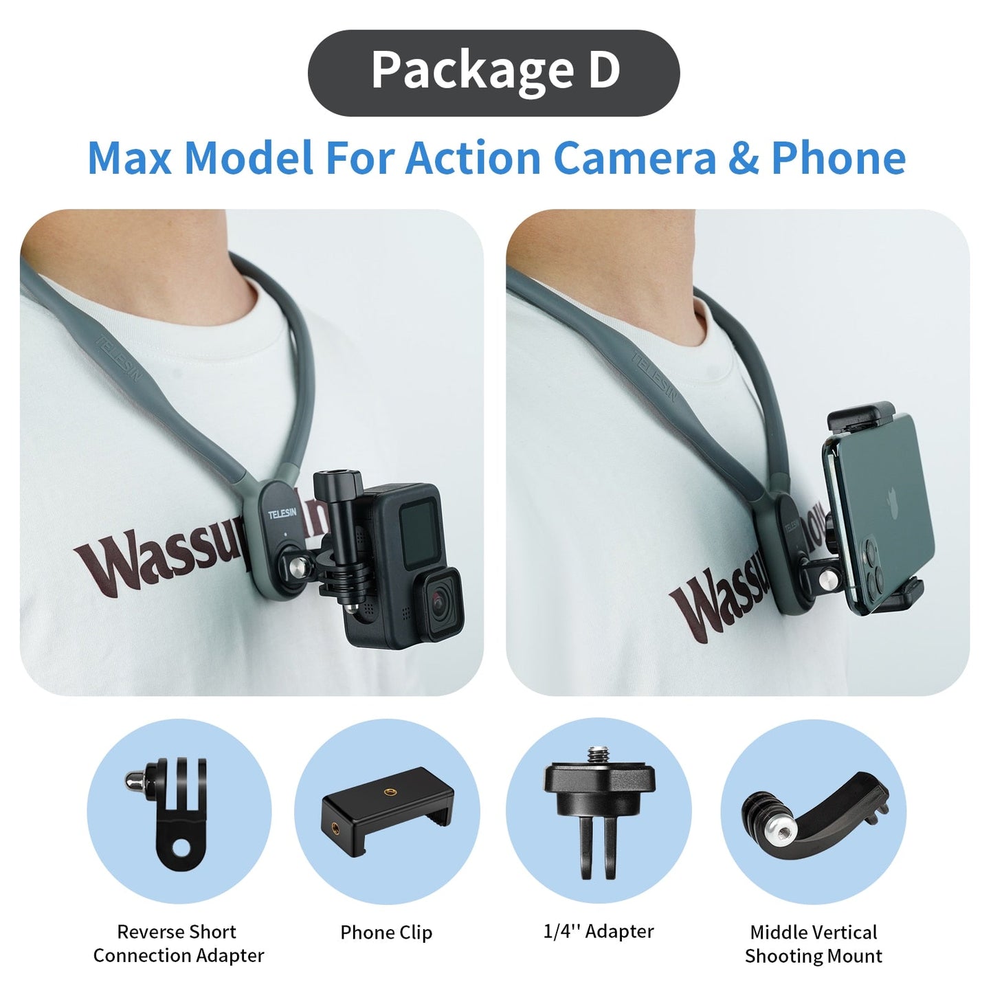 Sangle de cou flexible pour caméra d'action