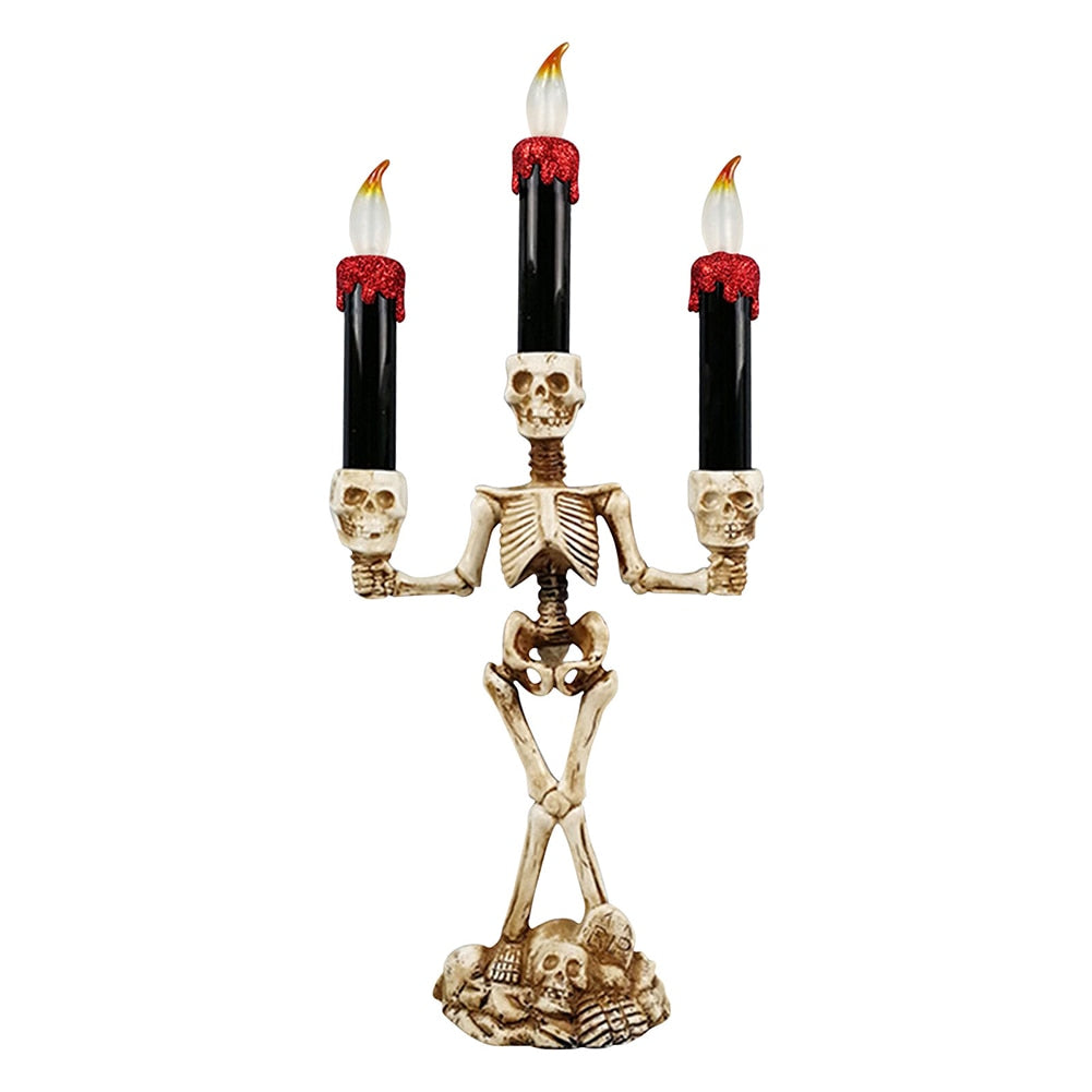 Bougies chauffe-plat squelette effrayantes pour Halloween