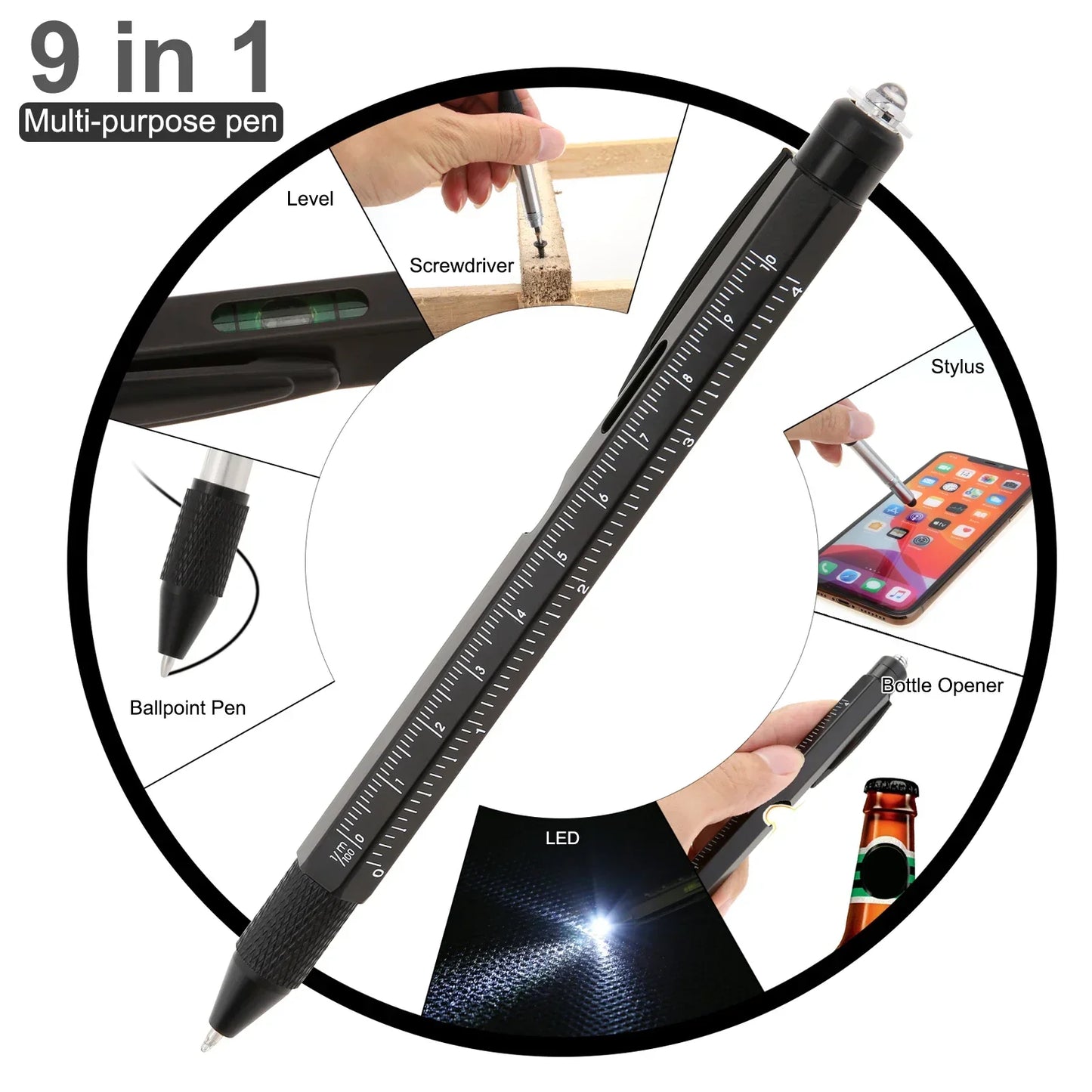 Versatile 9-in-1 Pocket Multi Tool Pen - Halri
