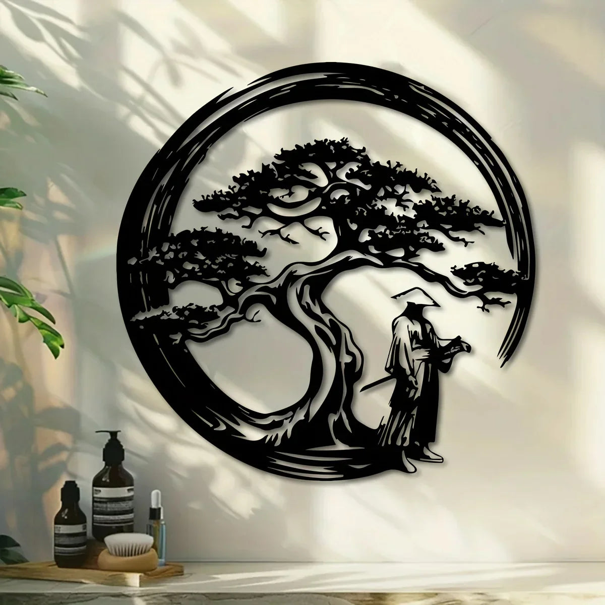 Asian Inspired Metal Wall Art Bonsai Tree Decor - Halri