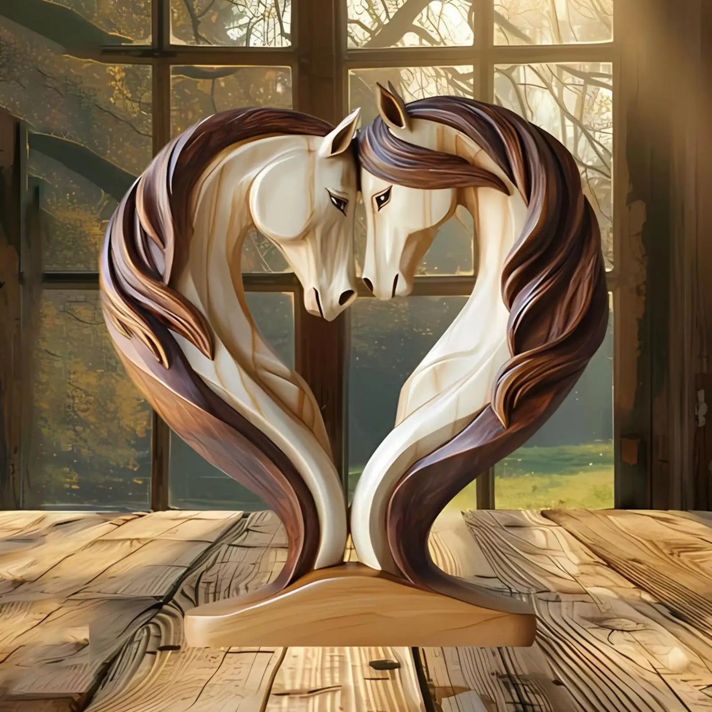 Beautiful Wooden Horse Figurine Wall Art Decoration - Halri