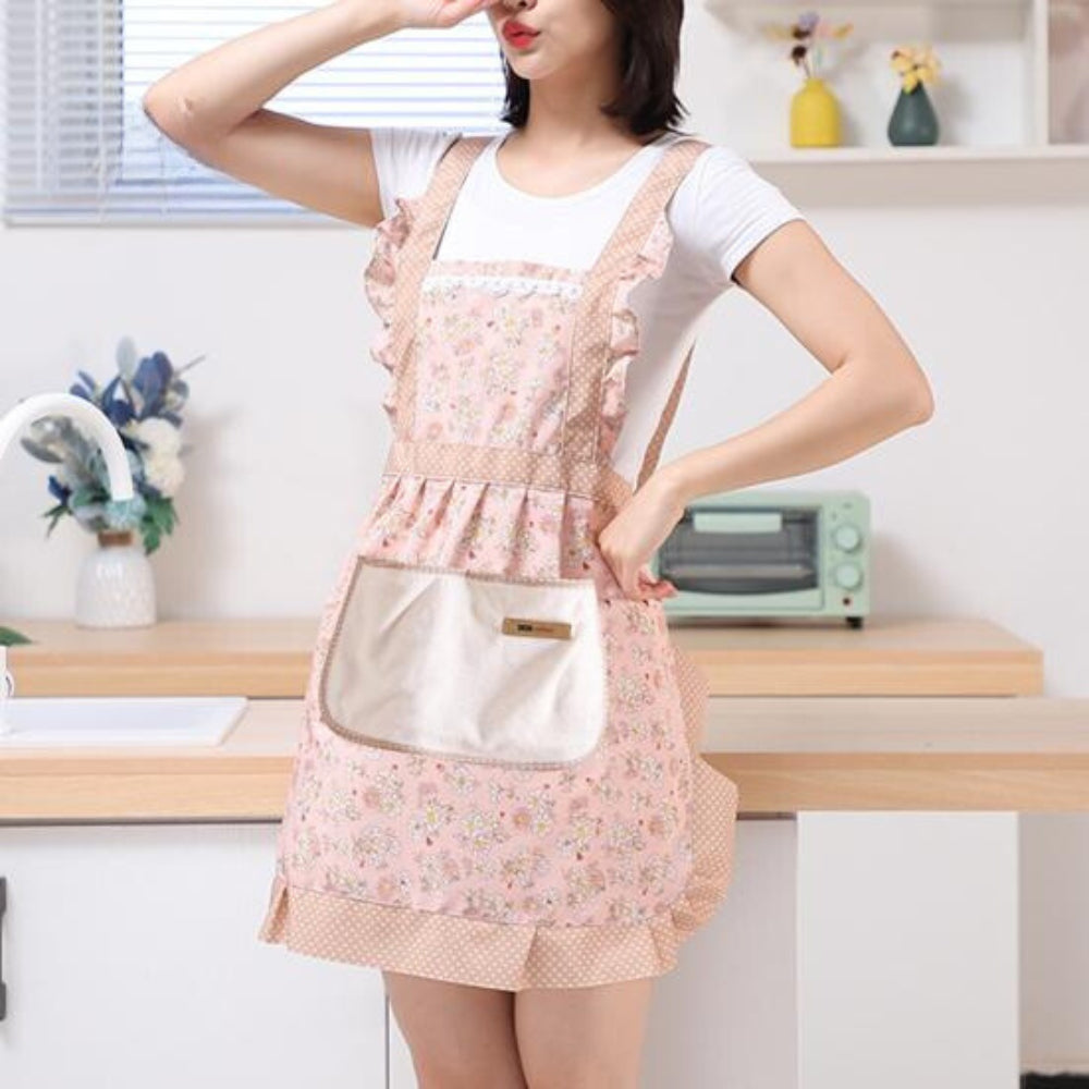 Waterproof Floral Apron for Kitchen Cooking Oil Protection