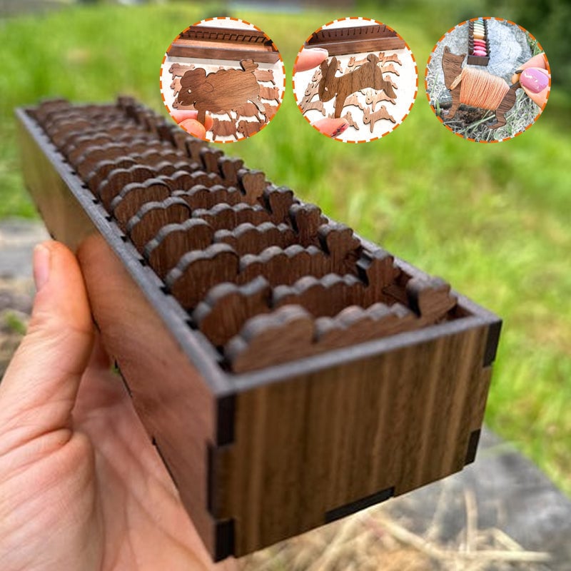 Ensemble porte-bobines en bois en forme de lapin avec boîte de rangement