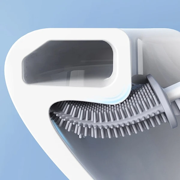 Brosse de toilette à poils souples avec tête en silicone hygiénique