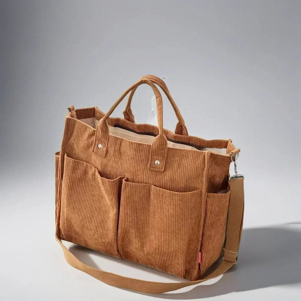 Sac fourre-tout robuste en velours côtelé pour tous les jours