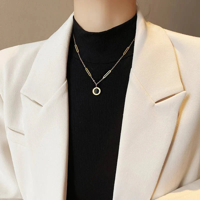 Classic Two Sided Roman Number Pendant Necklace - Halri