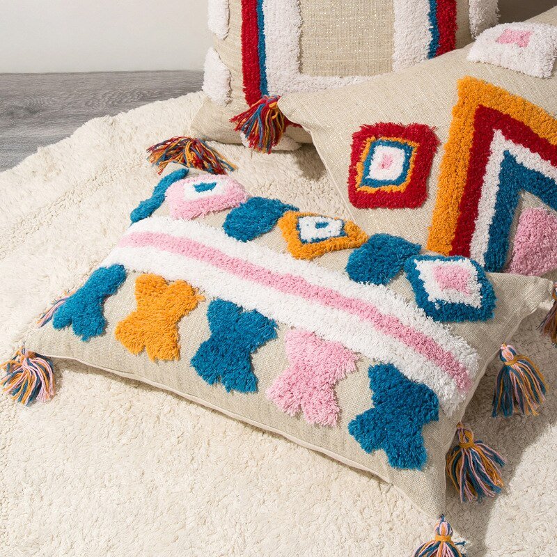 Coussin décoratif bohème coloré