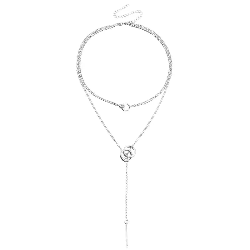 Collier à double cercle et chaîne superposée