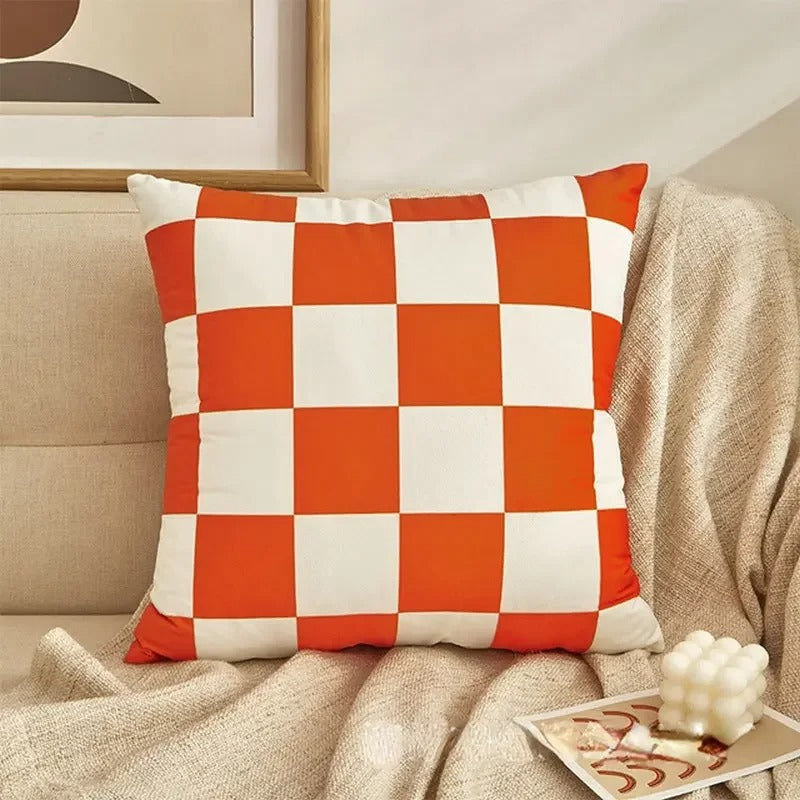 Coussin décoratif à carreaux classiques