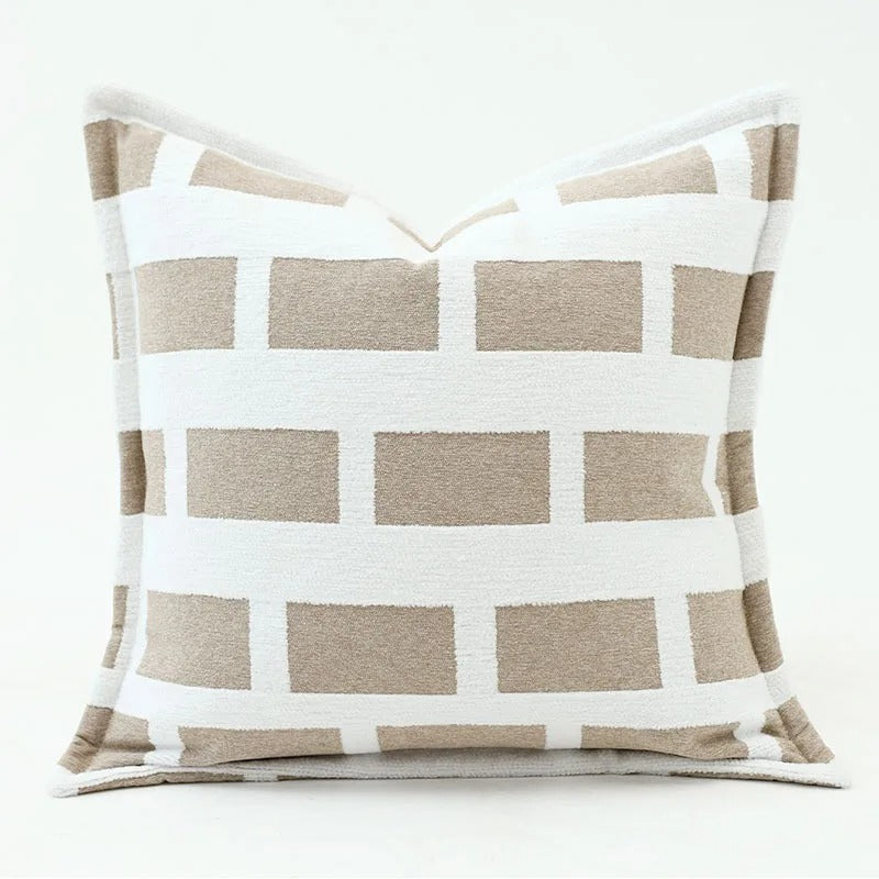 Housse de coussin réversible douce et moelleuse à motif géométrique