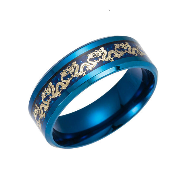 Bague antique chinoise pour homme avec dragon