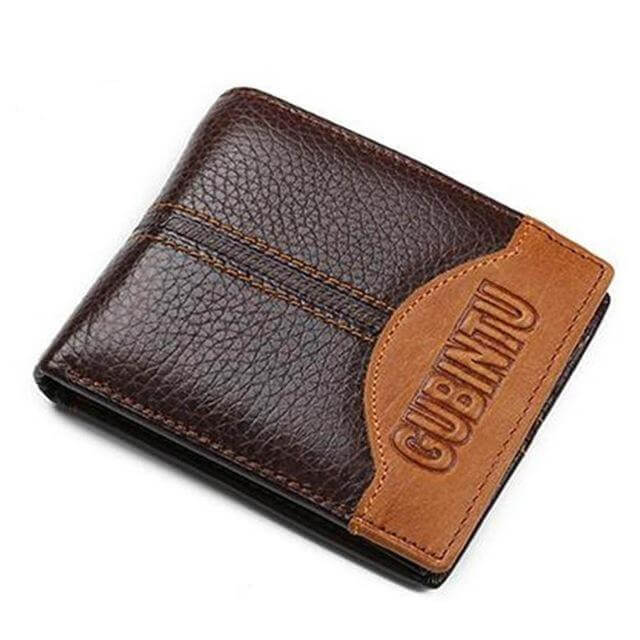 Portefeuille zippé en cuir véritable pour homme avec porte-monnaie