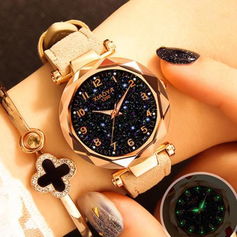 Montre-bracelet tendance pour femme avec étoile galaxie colorée