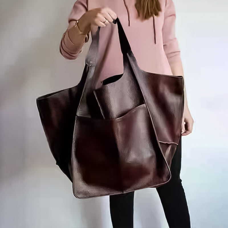 Grand sac cabas en cuir véritable