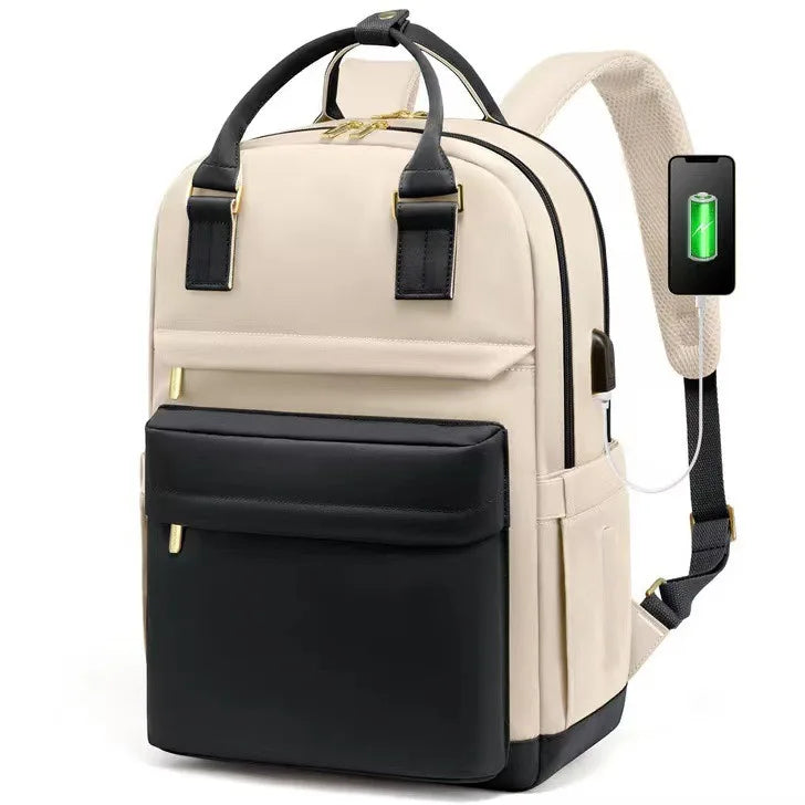 Sac à dos étanche pour ordinateur portable avec chargeur USB intégré pour femmes