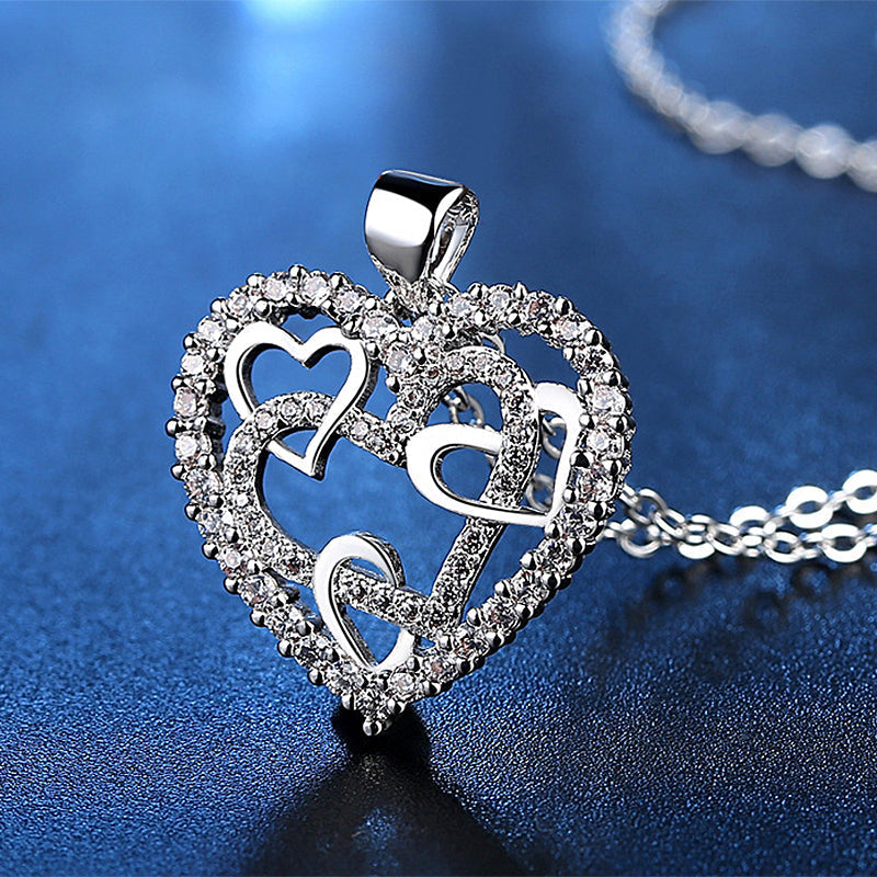 Lovely Interlocking Heart Pendant Necklace - Halri