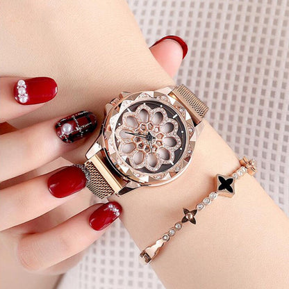 Stylish Women's Watch with Rotating Dial and Waterproof Strap - Halri
