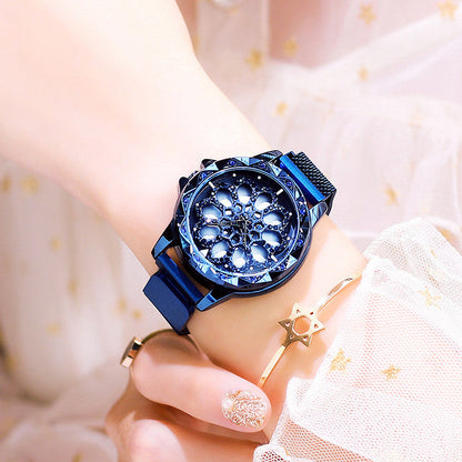 Montre élégante pour femme avec cadran rotatif et bracelet étanche 