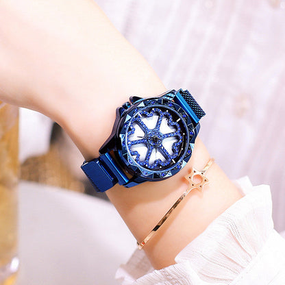 Montre élégante pour femme avec cadran rotatif et bracelet étanche 