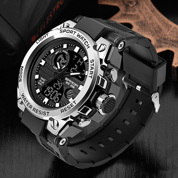 Montre militaire robuste pour homme - Montre analogique-numérique étanche