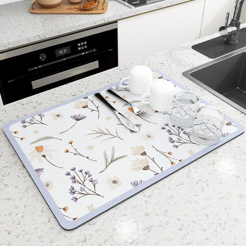 Tapis absorbant pour égouttoir de comptoir de cuisine