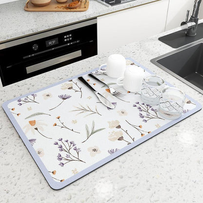 Tapis absorbant pour égouttoir de comptoir de cuisine