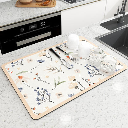 Tapis absorbant pour égouttoir de comptoir de cuisine