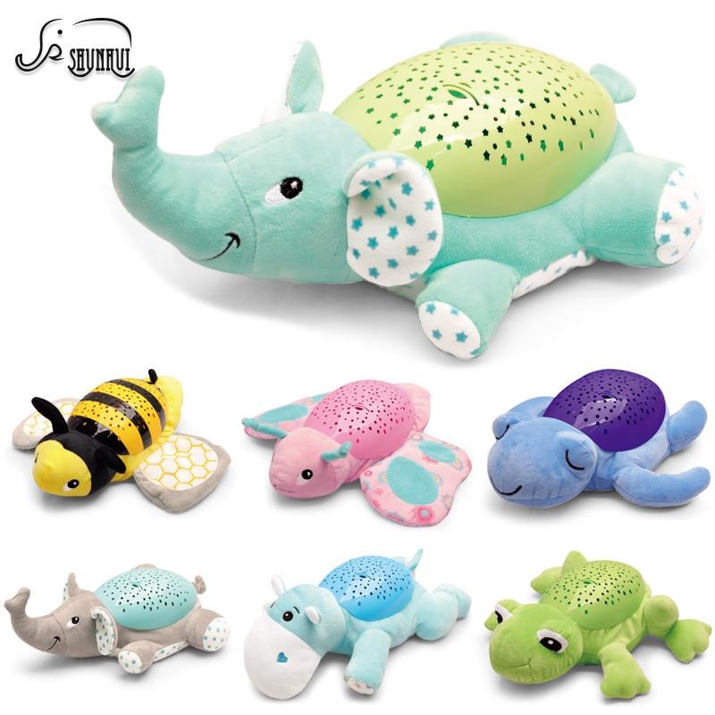 Soft Baby Night Light Plush Toy with Music and Stars