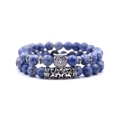 Bracelet en perles et pierres hibou inspiré par la nature