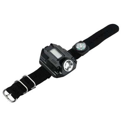 Waterproof LED Wristwatch with Flashlight and Compass