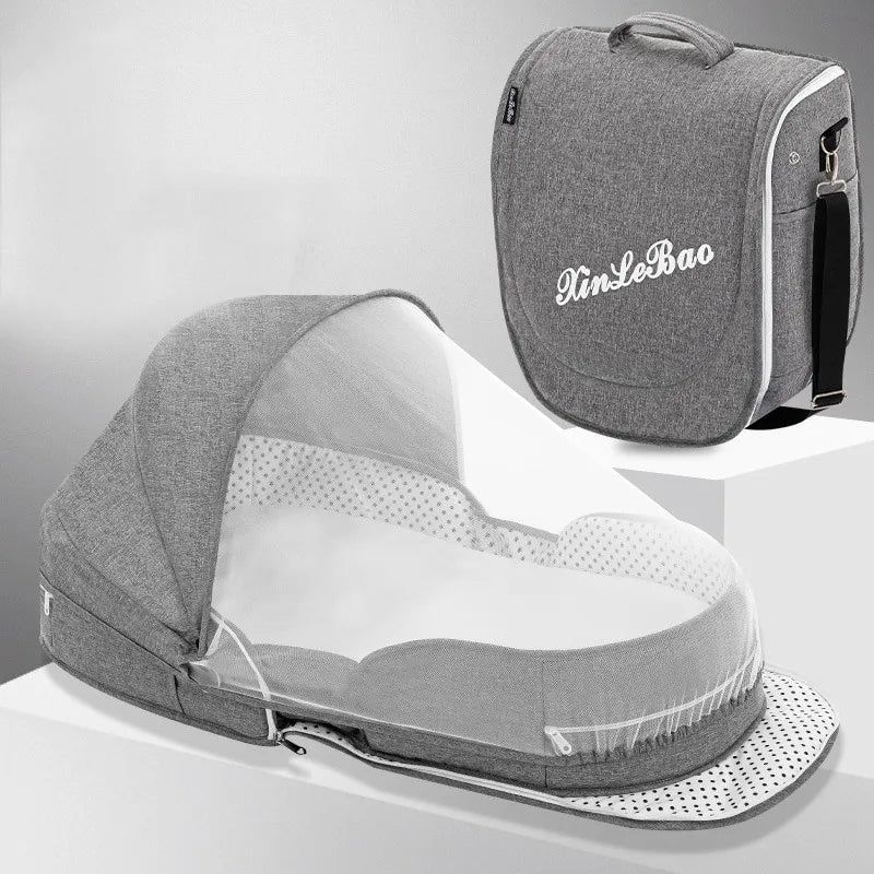 Lit de voyage portable pour bébé avec filet et sac de transport