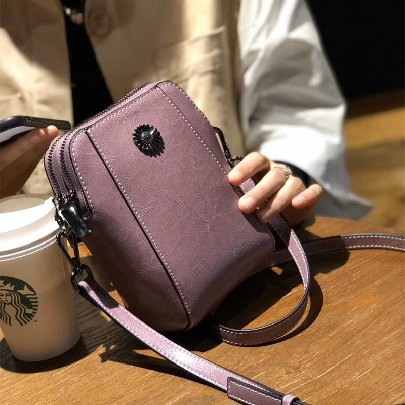 Pochette pour téléphone en cuir véritable pour femme