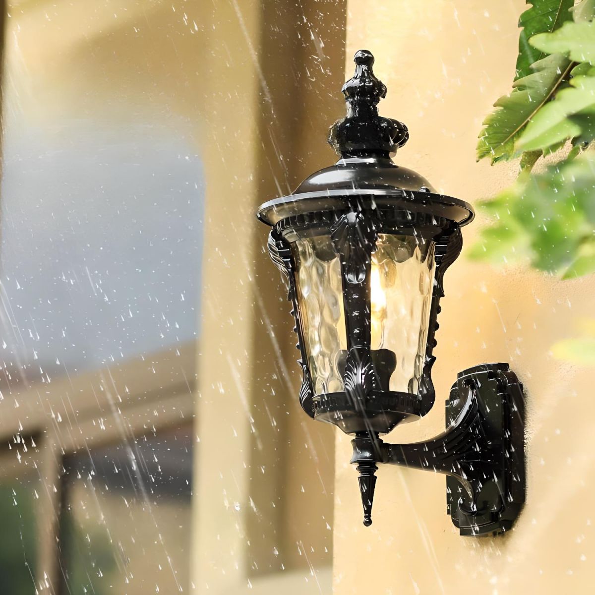 Rustic Garden Glass Outside Wall Lamp