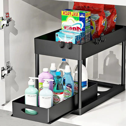 Double Layer Slide Out Shelf Storage Organizer Rack - Halri