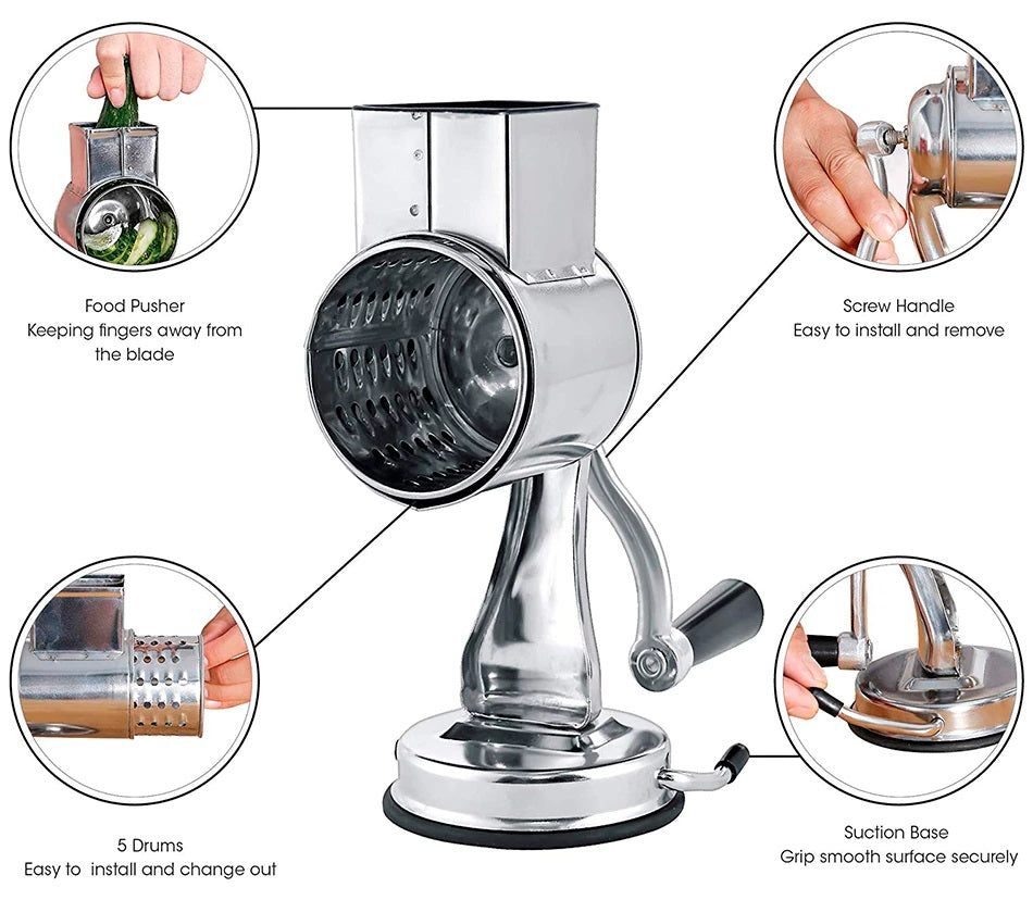 Easy Use 3-in-1 Food Slicer Grater Shredder